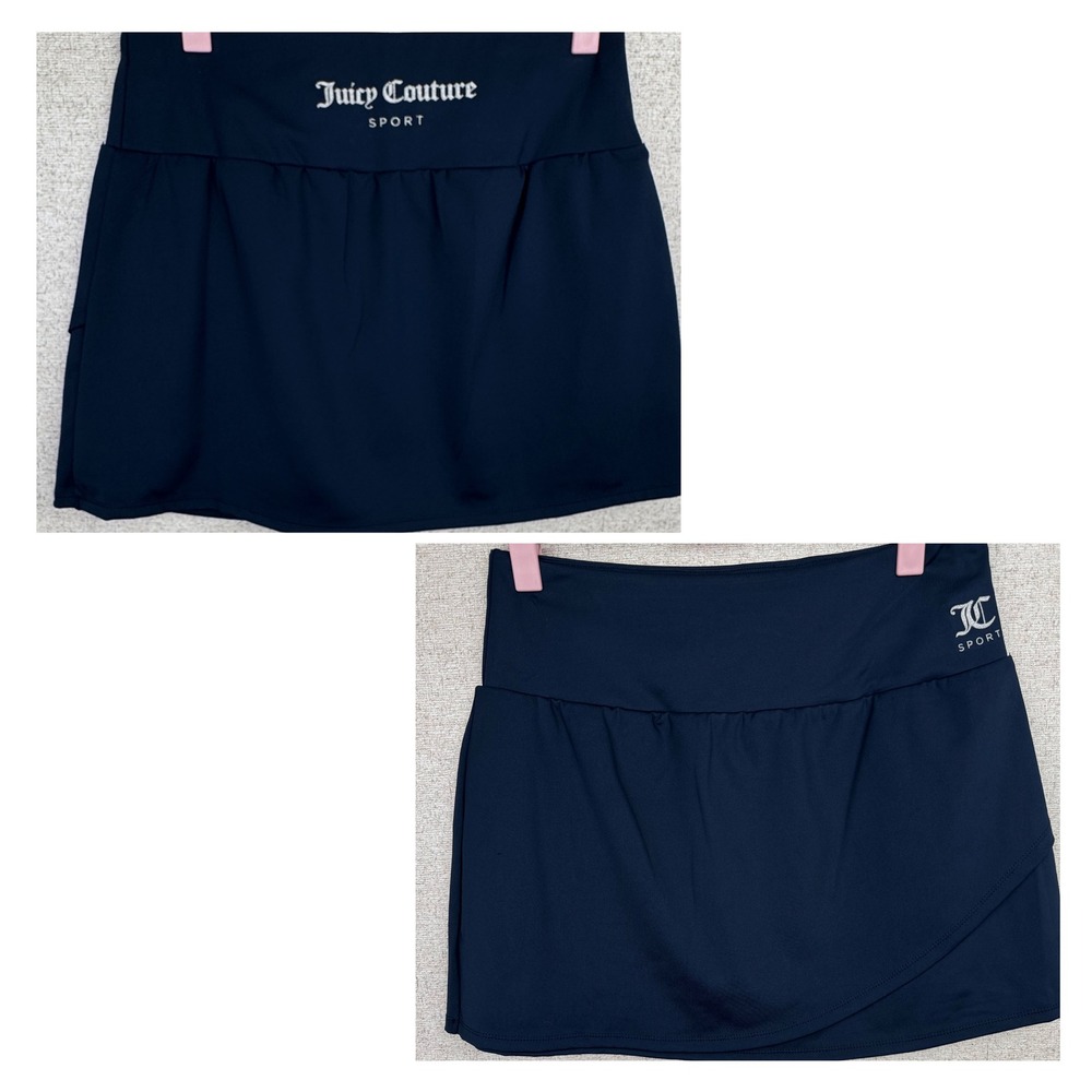 Juicy Couture Sport Tennis Skort M Navy High Waist Glitter Logo Skirt NWOT